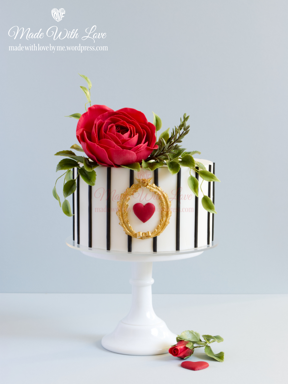 Rose and Stripes Valentine Cake